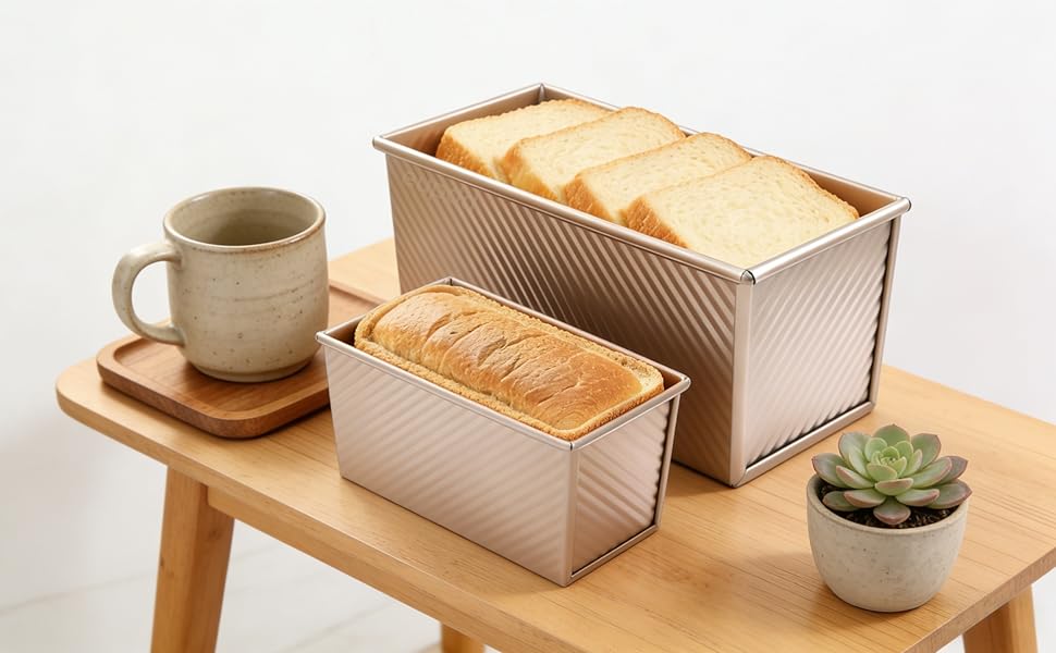Форма для випічки хліба Toastbrot 2 шт (1000г + 450г) з кришкою, антипригарна, 32x12x12 см та 20.8x11.8x11 см