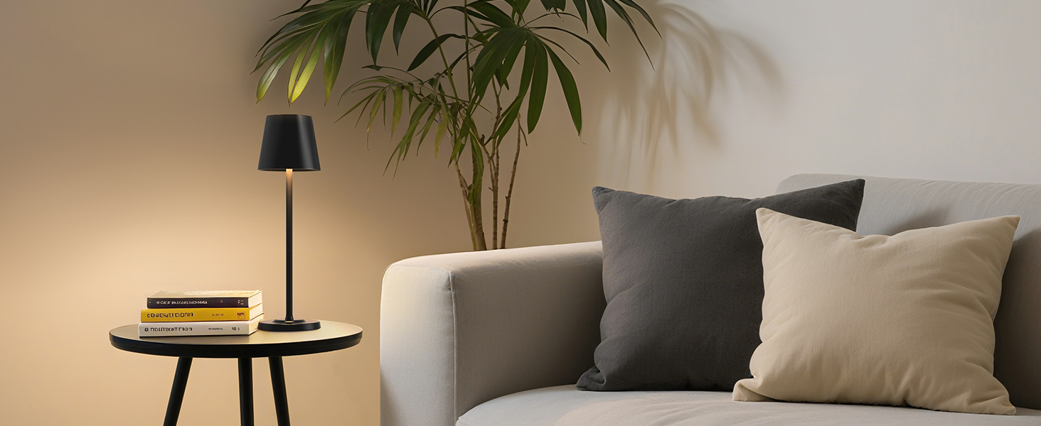 Світлодіодна настільна лампа 3-в-1 бездротова з акумулятором 5500mAh, регульована висота, димування, 3 кольори світла - USB акумуляторна настільна лампа металева водонепроникна сенсорна для дому та вулиці, чорна (набір 2 шт.)