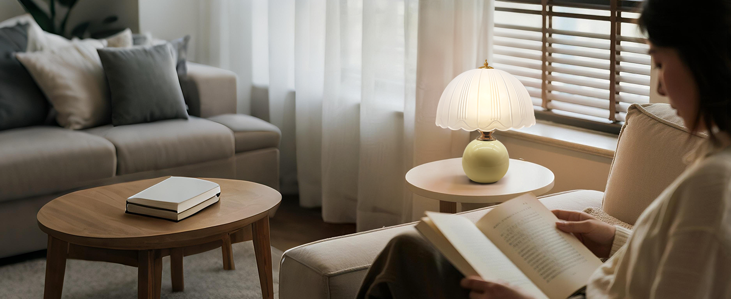 LED настільна лампа, невеликий скляний світильник з 3 режимами кольору, вінтажний приліжний світильник для вітальні та спальні