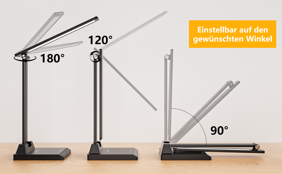 TOPPLEE LED Desk Lamp - Dimmable Table Lamp with Rechargeable Battery, 5 Colors & 10 Brightness Levels, USB Charging Port, Office Lamp for Kids & Home, Black