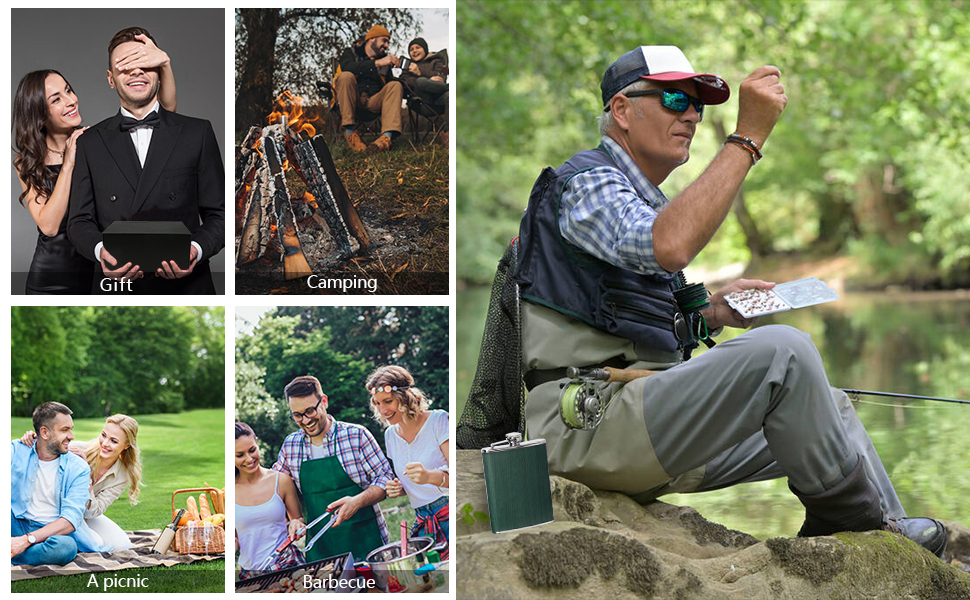 Набір фляга 260 мл з нержавіючої сталі, фляга для віскі, міні-фляга, подарунок (зелена)