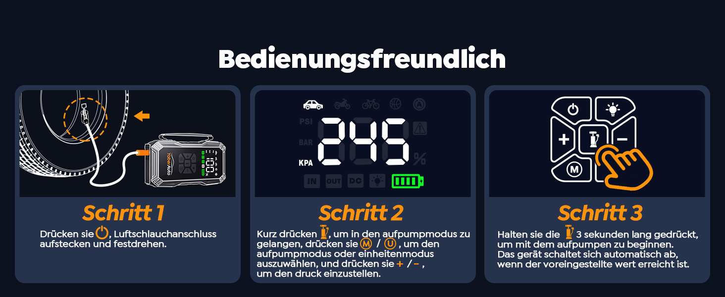 Powerbank для авто YaberAuto з компресором, 6000A, 23800mAh, 150PSI, Jump Starter (для бензинових та 10.0L дизельних двигунів), LCD дисплей, 500 люмен, аварійне світло