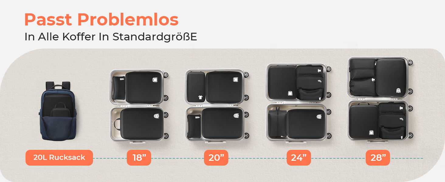 Набір кубиків-органайзерів для валізи (8 шт.) - кубики для подорожей, компресійні мішки, водонепроникні, чорні