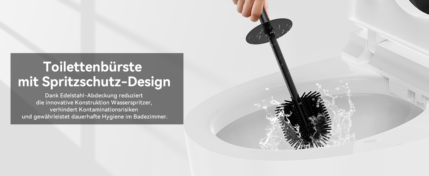 Набір для туалету DOWRY: щітка для унітазу з підставкою (2 насадки), металева, чорна, прямокутна