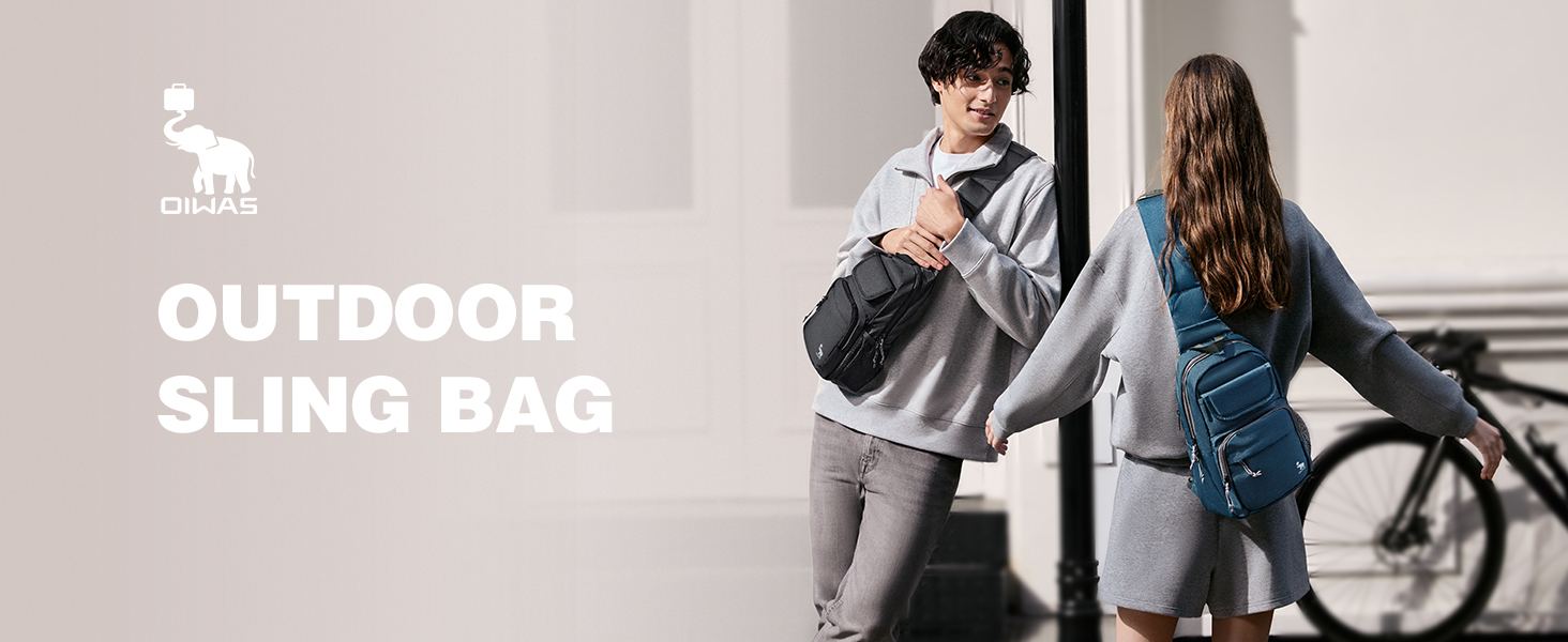 Чоловіча нагрудна сумка Oiwas, маленька сумка через плече для чоловіків та жінок, спортивна сумка для піших прогулянок та активного відпочинку (чорна)