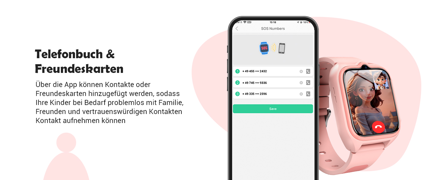 Дитячий смарт-годинник Blackview Kinder 4G: GPS, SIM-карта, відеодзвінки, SOS, дзвінки, чат, SMS, шкільний режим, лічильник кроків – Персиково-рожевий