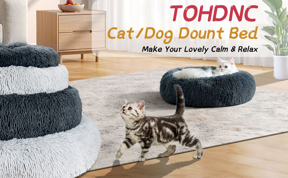 Кругле ліжко для котів та собак, 60 см, м'яке, плюшеве, миється, сірий колір