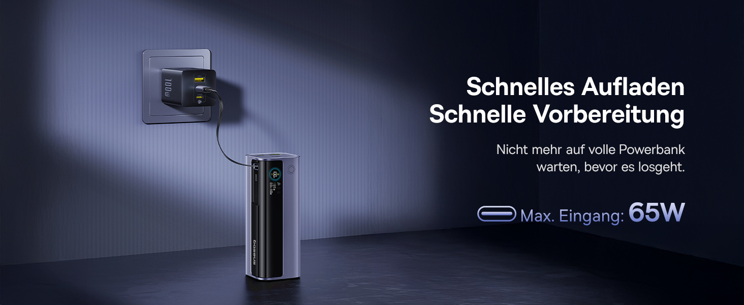 Powerbank Baseus EnerGeek для ноутбука: 100W, 10000mAh, 2x USB-C PD 3.0, Digitaldisplay, сумісний з MacBook, Dell, HP, SteamDeck, iPhone, Samsung