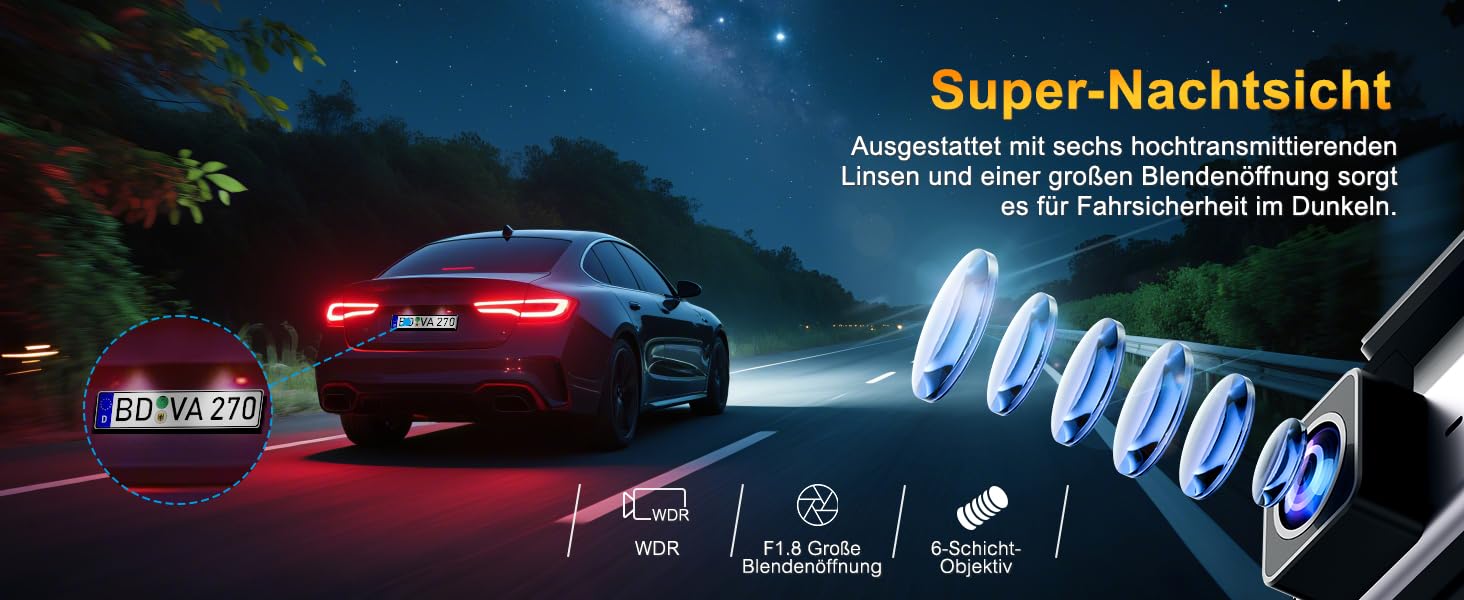 Автомобільний відеореєстратор 4K з 2.99'' екраном, 5G WiFi, SD-картою 64ГБ, нічною зйомкою WDR, кутом 170°, G-сенсором та режимом паркування