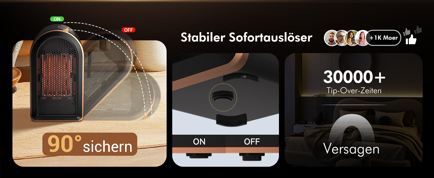 Керамічний обігрівач Mini Heizlüfter Neu Upgraded - компактний електрообігрівач для дому, офісу, кемпінгу (чорний)