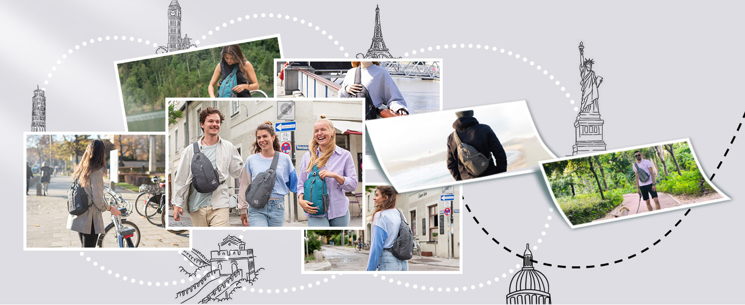 Сумка на плече WATERFLY Sling Rucksack для чоловіків і жінок, регульований ремінь, для прогулянок та подорожей