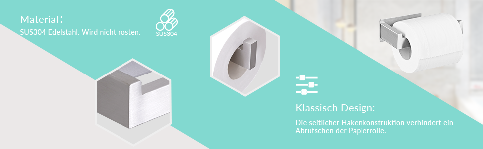 Тримач для туалетного паперу Aikzik, настінний тримач без свердління з клейовими гачками, нержавіюча сталь, сріблястий колір, набір для ванної кімнати