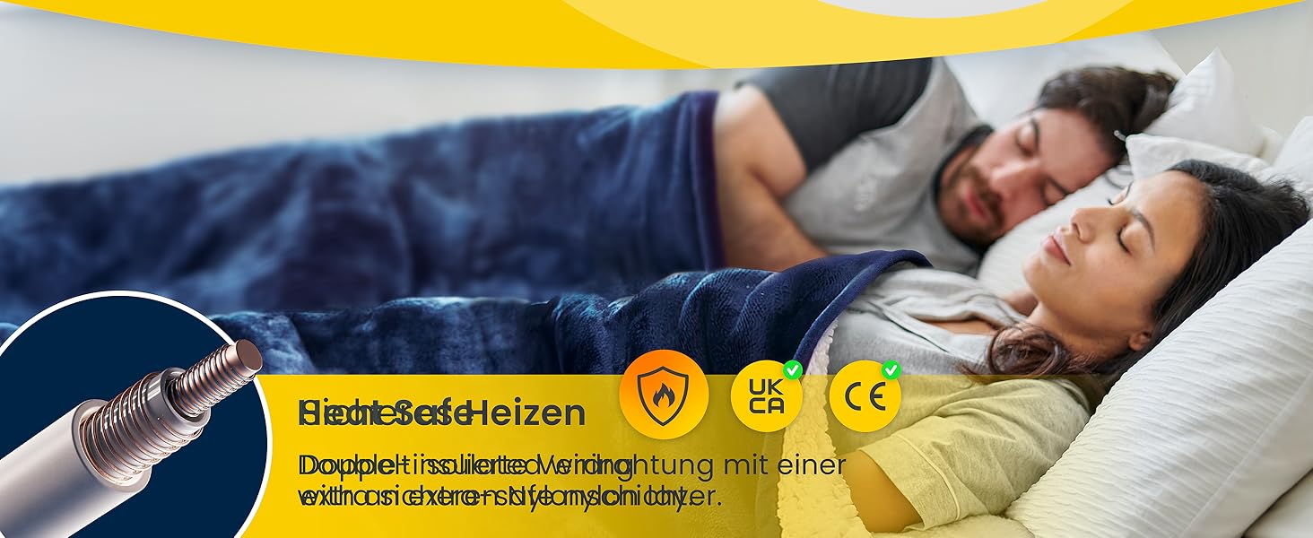 Електрична ковдра Cosi Home 180x130 см з регулюванням температури, захистом від перегріву та пульт дистанційного керування. Sherpa та Fleece, Navy Marineblau