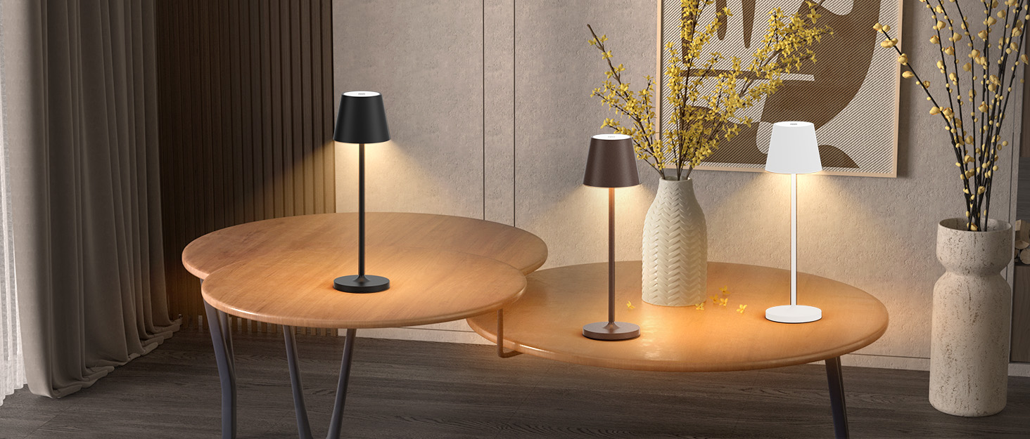 LED акумуляторні настільні лампи Klighten (2 шт.), диммування, для дому та вулиці, USB-зарядка, 3000K, рожевий, IP54, алюміній