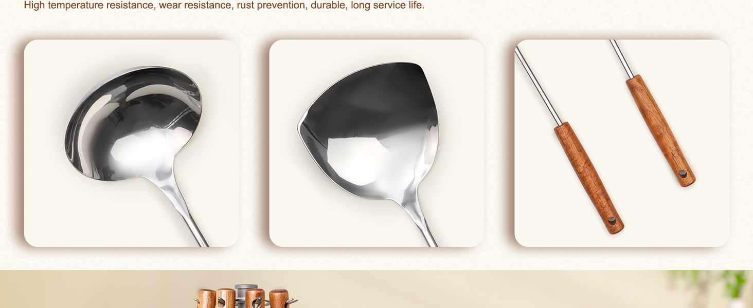 Набір кухонного інструменту Kellet: лопатка-ложка з нержавіючої сталі 304, 36,2-38,1 см (2 шт., сріблястий)