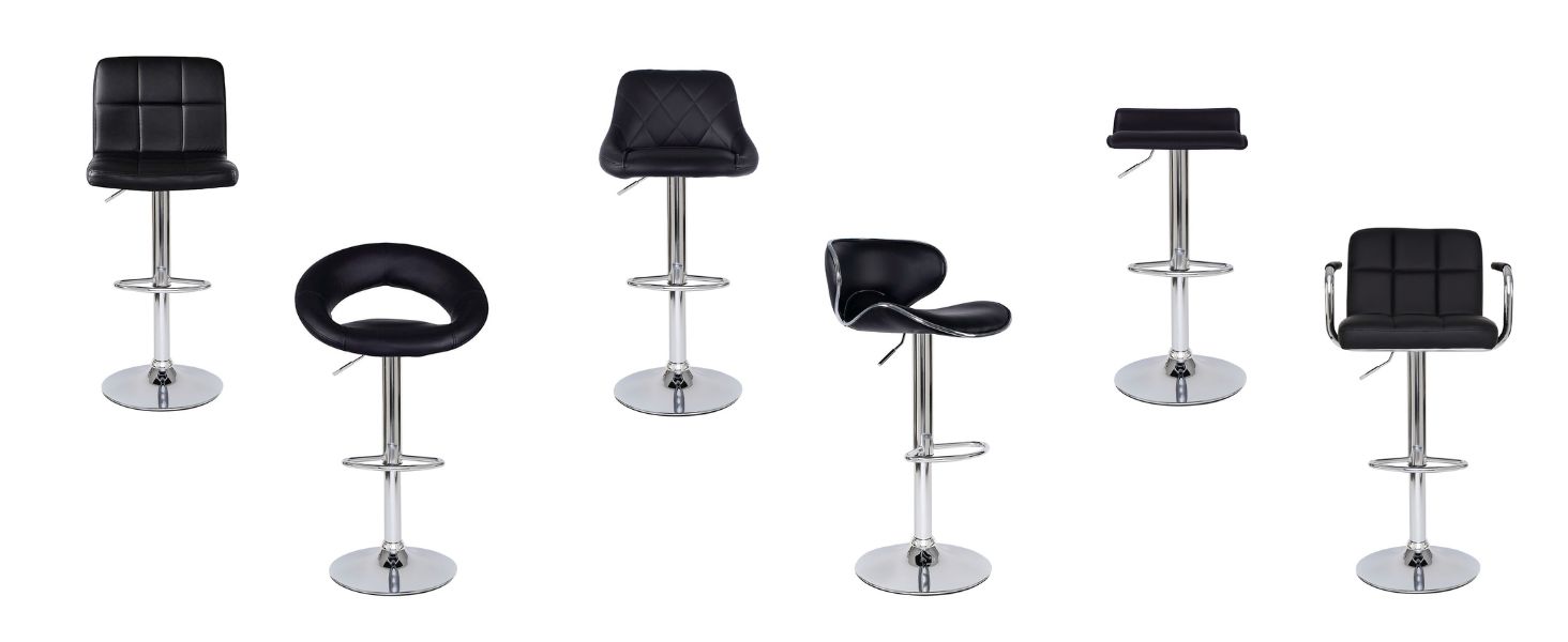 Dibea 2-Piece Swivel Bar Stools - Adjustable Height, 130kg Capacity, Black - Model 1 (Model 6)