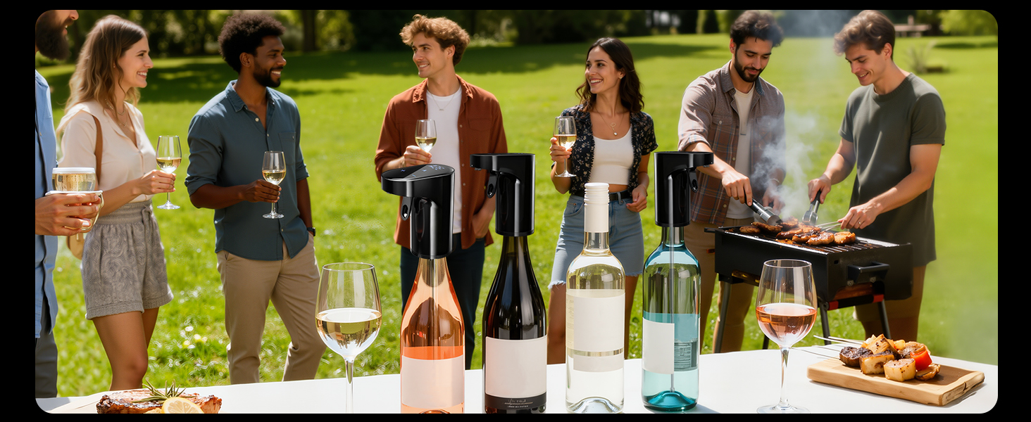 Електричний декантер для вина 5-в-1 з регулюванням дозування, цифровий виливач, автоматичний дозатор вина, чорний | Подарунок