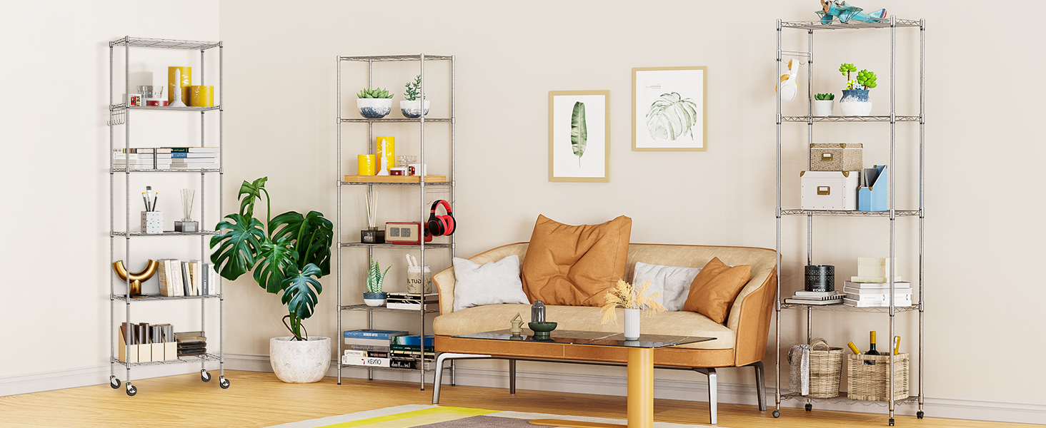 Himimi Regal - 6-Tier Wire Shelving Unit - 54x29x160cm