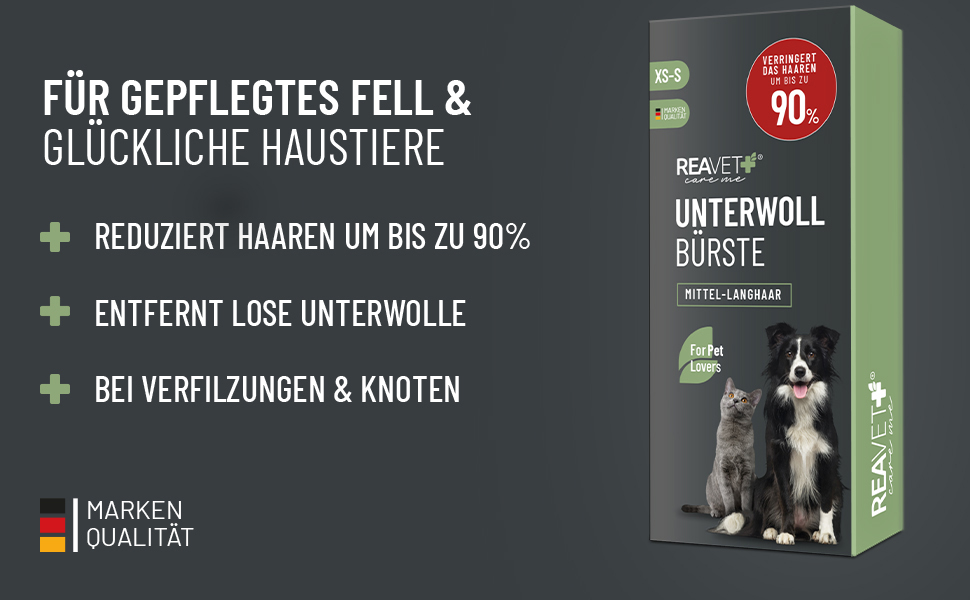 Щітка для собак та котів ReaVET для видалення підшерстя та повсті, масажний ефект, захист верхнього шару шерсті, розмір M-L (також XS-S)