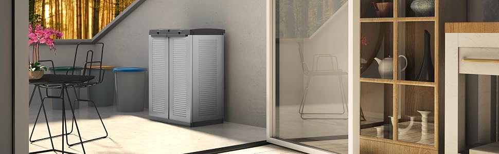 Шафа для сортування сміття Terry Ecocab 2, 2 окремі відсіки, для приміщень та вулиці, сіра, 68x39x88,7 см