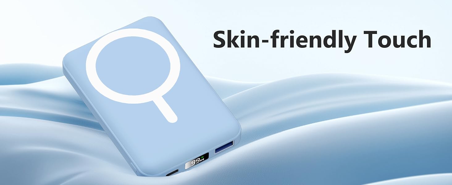 Бездротовий зовнішній акумулятор AOGUERBE MagSafe 10000mAh, Power Bank з магнітною зарядкою 22.5W, USB-C, для iPhone 17/16/15/14/13/12 Pro Max (Блакитний)