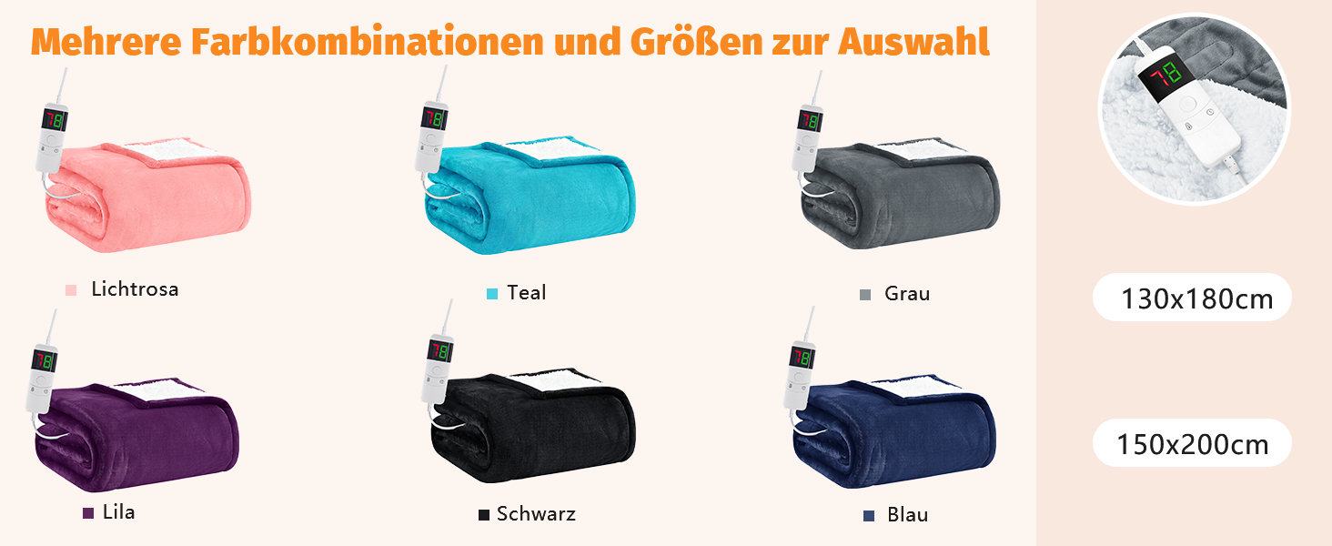 Електрична ковдра BOMOVA з автовимкненням, плюшева ковдра для дому, 10 температурних режимів, таймер, 130x180 см, сірий колір