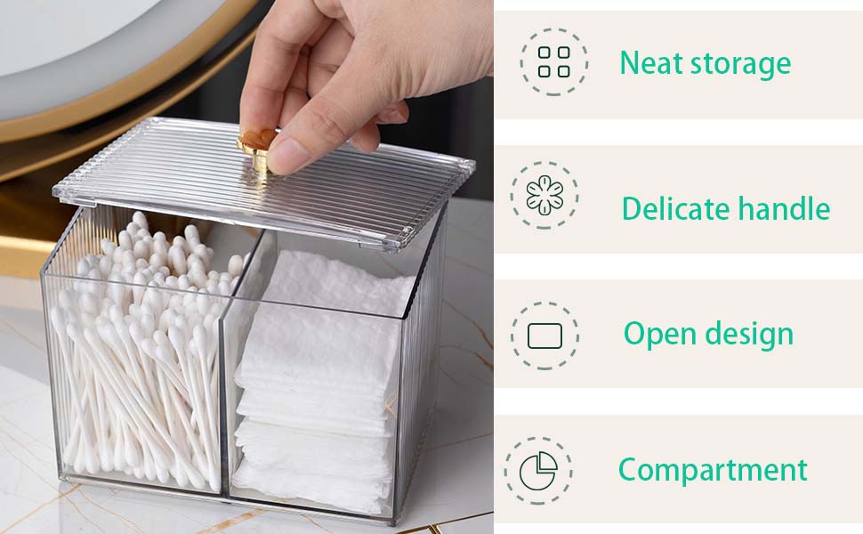 Контейнер для ватних паличок та дисків, органайзер для ванної кімнати, прозорий, 2 шт.