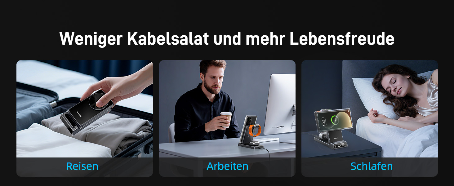 Бездротовий зарядний пристрій MagSafe 3-в-1 для Samsung Galaxy Fold/Flip, S24/S25 Ultra, Watch Ultra/8/7/6, Buds 3/3 Pro (Білий/Сірий)