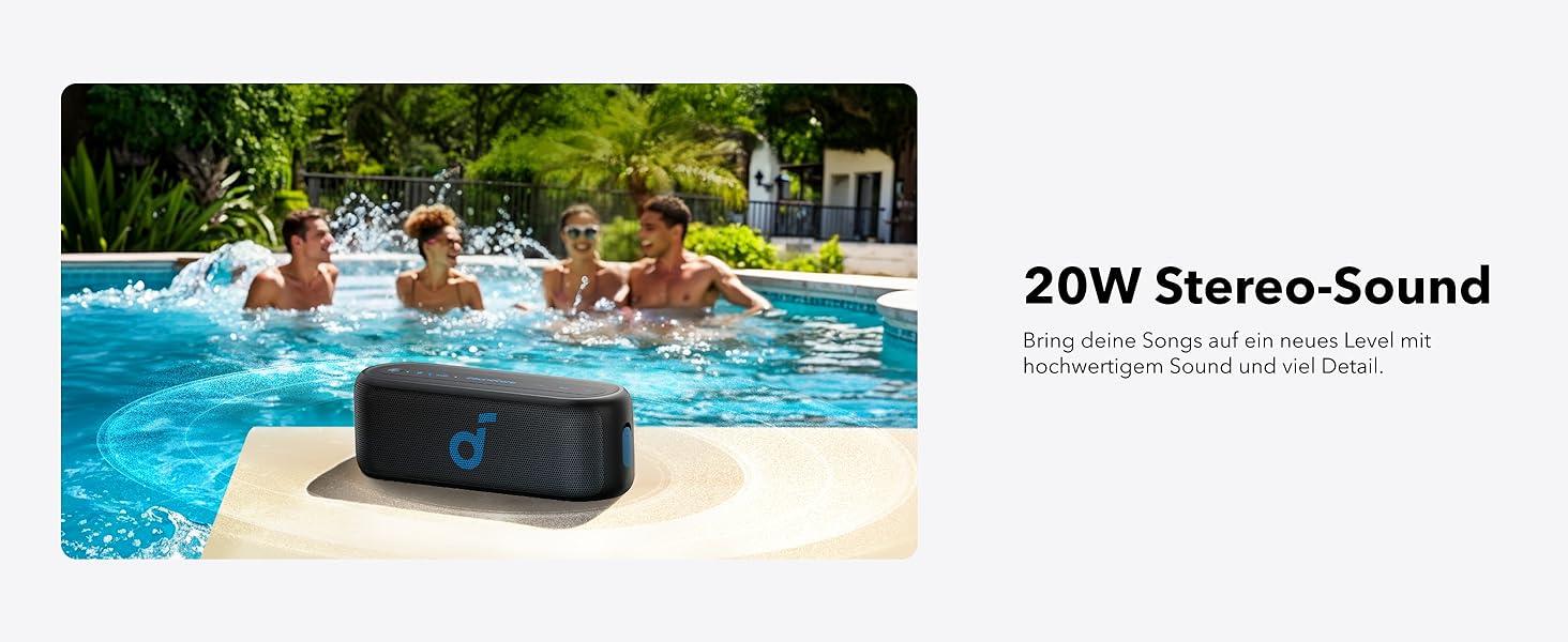 Soundcore Select 2S: Портативна Bluetooth-колонка з 20W стерео, BassUp™ та IPX7 захистом, 16 годин роботи, чорна
