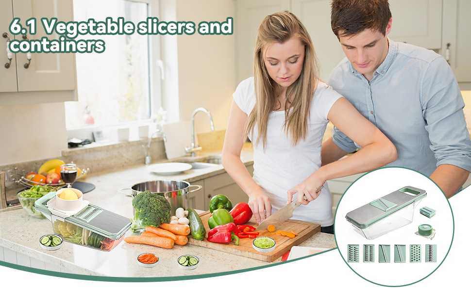 Мандоліна для овочів 7-в-1 з нержавіючої сталі – набір для нарізки овочів та шинкування | Професійний овочевий слайсер для салату та напівфабрикатів