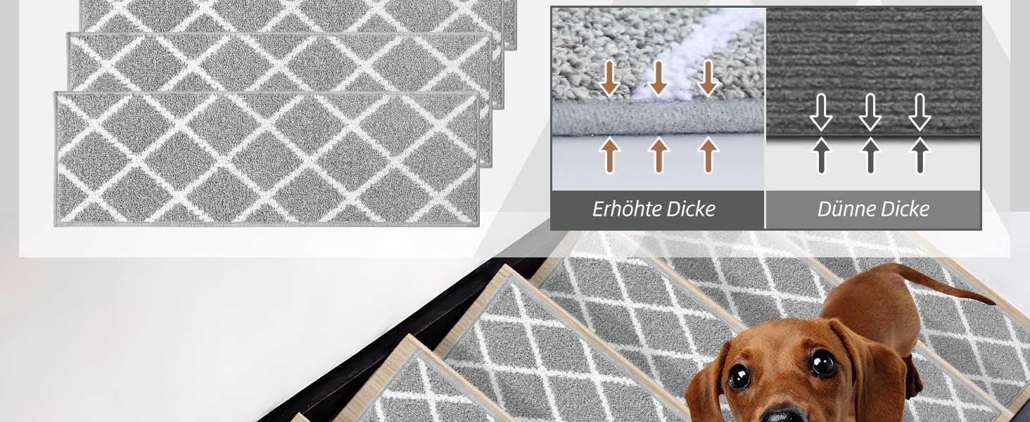 Ковзаючі сходи COSY HOMEER, 15 шт., 70x22 см, антиковзаючі, самоклеючі, машинне прання, 100% поліестер, TPE-підкладка, для дітей, літніх людей та домашніх тварин, сіро-білі