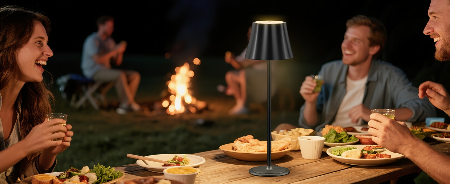 Бездротова LED-лампа Suright для столу з акумулятором 5000mAh, 3 режими кольору та регулюванням яскравості, IP54 вологозахист для вулиці, кемпінгу, тераси, вітальні, спальні