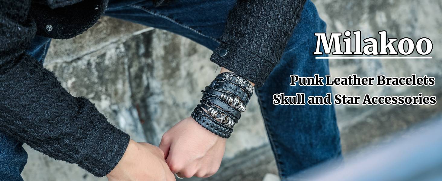 Чоловічий шкіряний браслет Milakoo плетіння, набір браслетів та манжет для жінок (червоний)