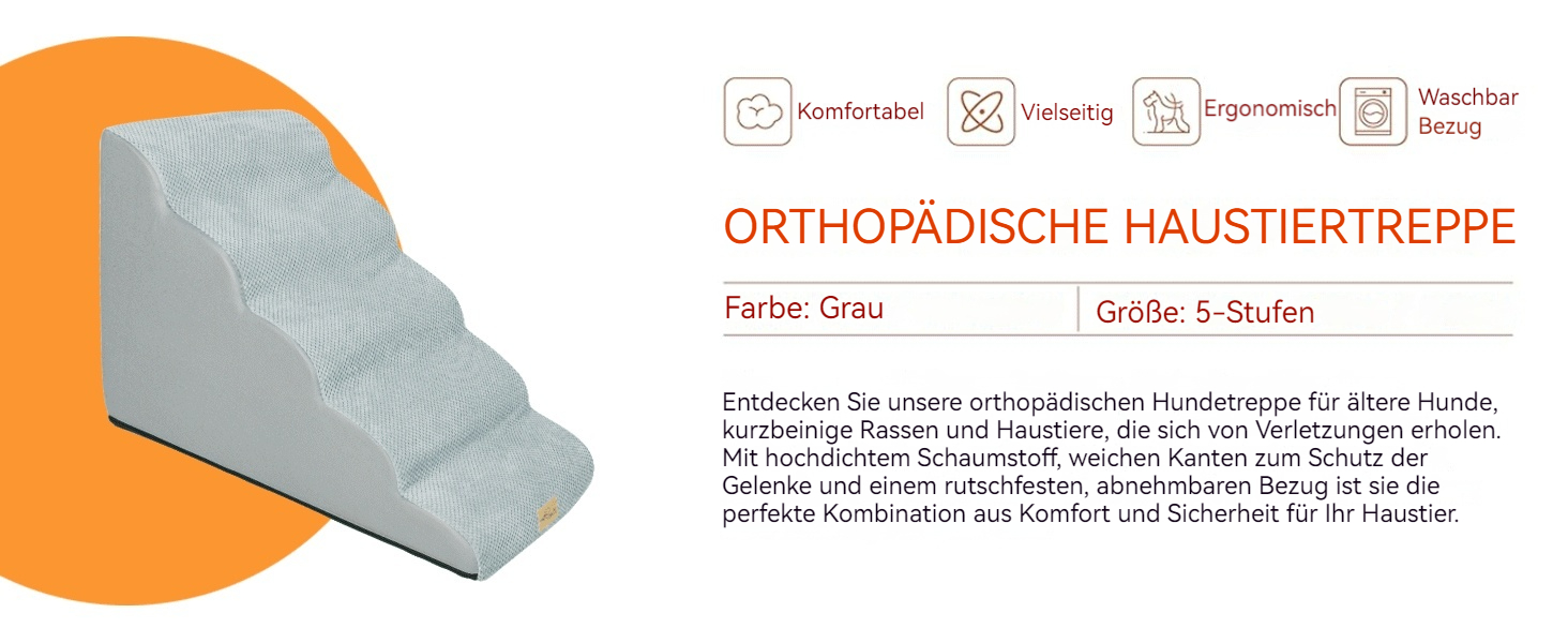 Сходинки для собак BingoPaw: 3/5 сходинок, 40/85 см, знімний чохол, протиковзкий