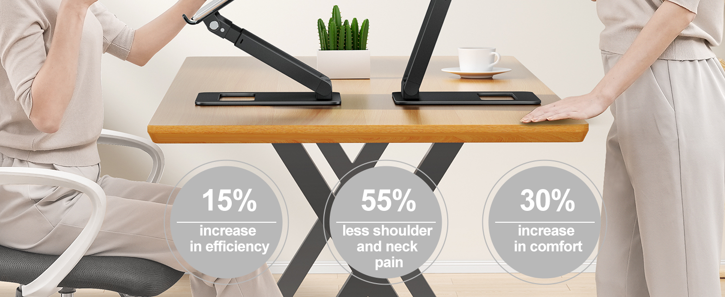 Adjustable Laptop Stand for Desk - Telescopic & Ergonomic Design - Fits 10-17 inch Laptops (Black)