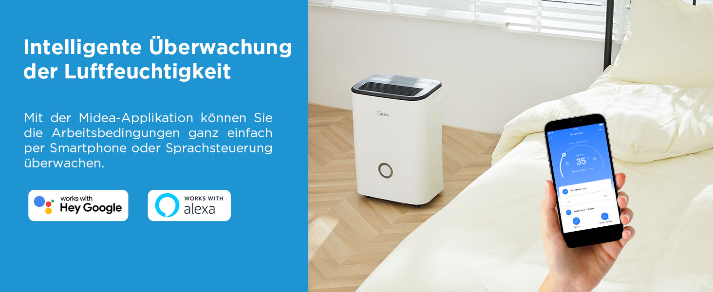 Зволожувач повітря Midea DF-20DEN7-WF, 20л/24г, 100м³, білий, з Wi-Fi, таймер 24г, бак 3л
