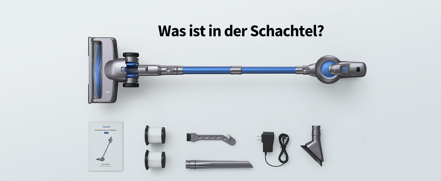 Kalado KCV500 Бездротовий акумуляторний пилосос, 23kPa потужність всмоктування, ультралегкий, 6-в-1, час роботи 35 хв, для тварин, килимів, твердих підлог