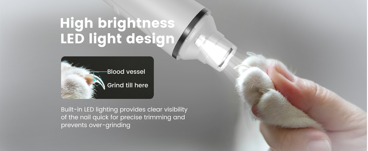 Триммер для стрижки кігтів та стрижка кігтів для собак 2 в 1, безшумний, акумуляторний, електричний, для великих, середніх та маленьких собак, білий