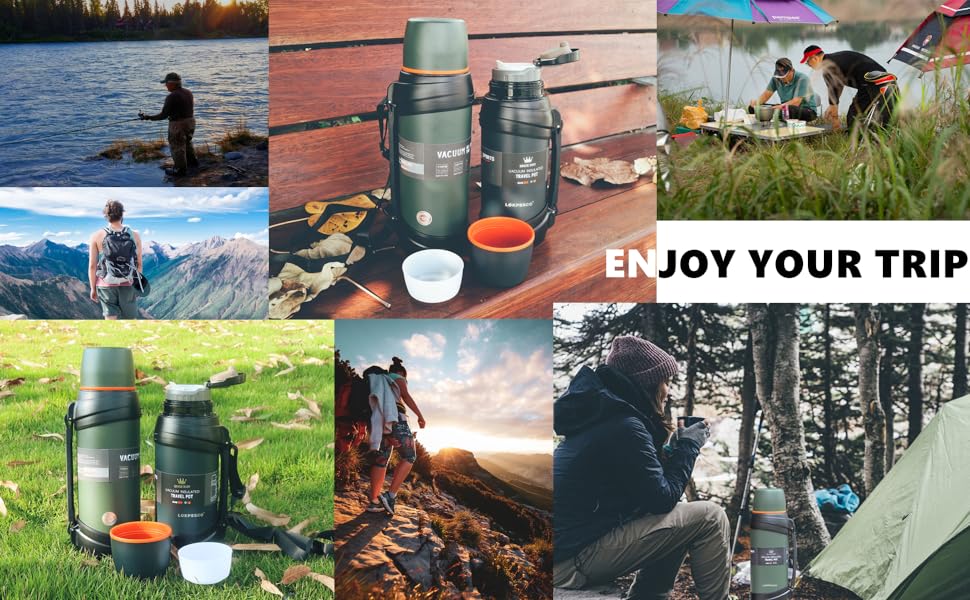 Термофляка з нержавіючої сталі 2л з 2 чашками, камуфляж, 24 години, BPA-free, для гарячих та холодних напоїв