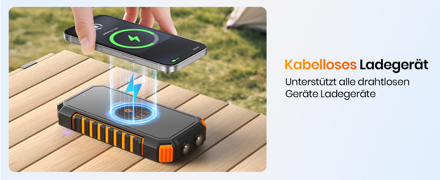 Портативний зарядний пристрій ADDTOP Solar – 26800mAh з сонячною панеллю, USB-C, 3.0A, 4 виходи для смартфонів та планшетів, ліхтар для кемпінгу та відпочинку на природі (Orange)