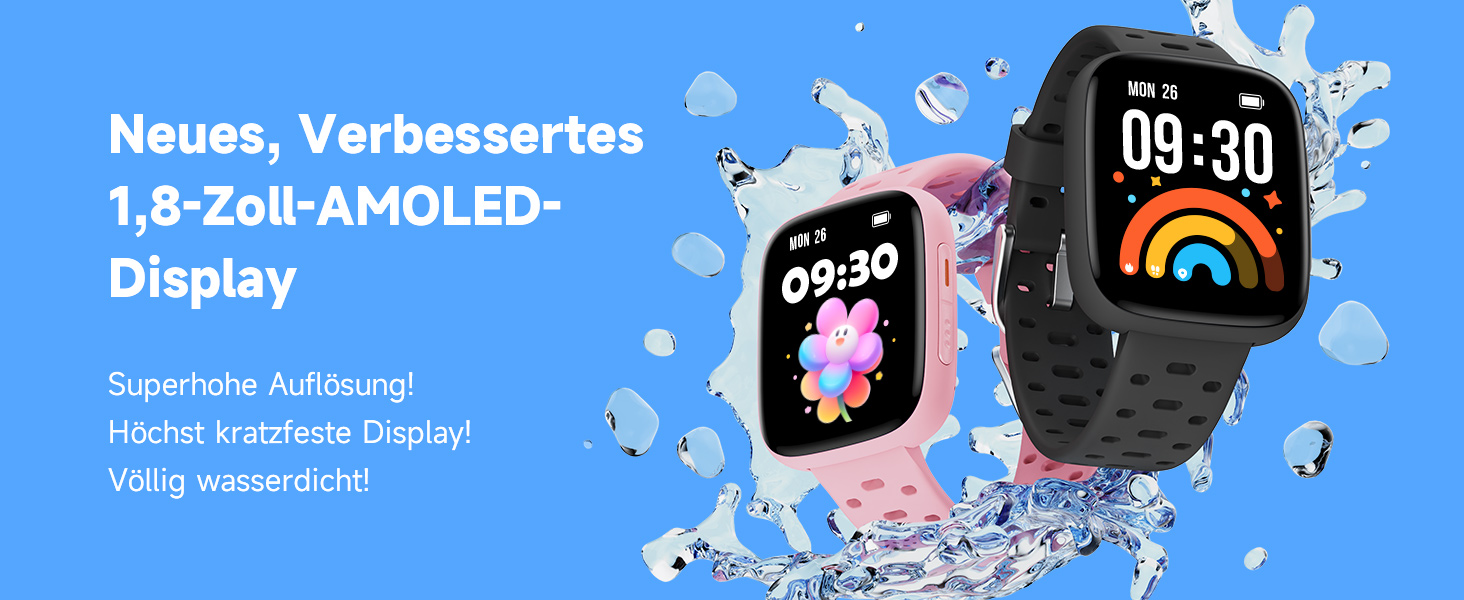 Смарт-годинник BIGGERFIVE для дітей з/без додатку, 1.8' фітнес-годинник, крокомір, пульсометр 24/7, будильник, водонепроникність 30м, монітор сну, пазли-ігри, 100+ циферблати для дівчаток, хлопчиків, підлітків 5–16, чорний