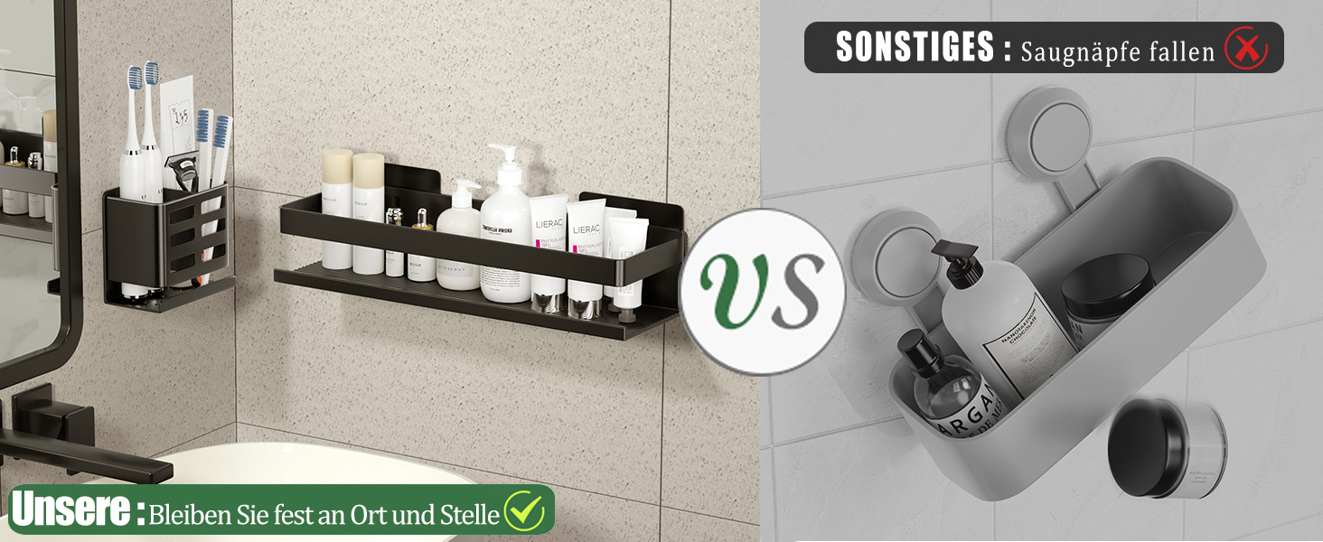 Алюмінієвий душовий кошик, 30 см, 2 шт. - Органайзер для ванної кімнати, настінний, самоклеючий (2 шт. в наборі)