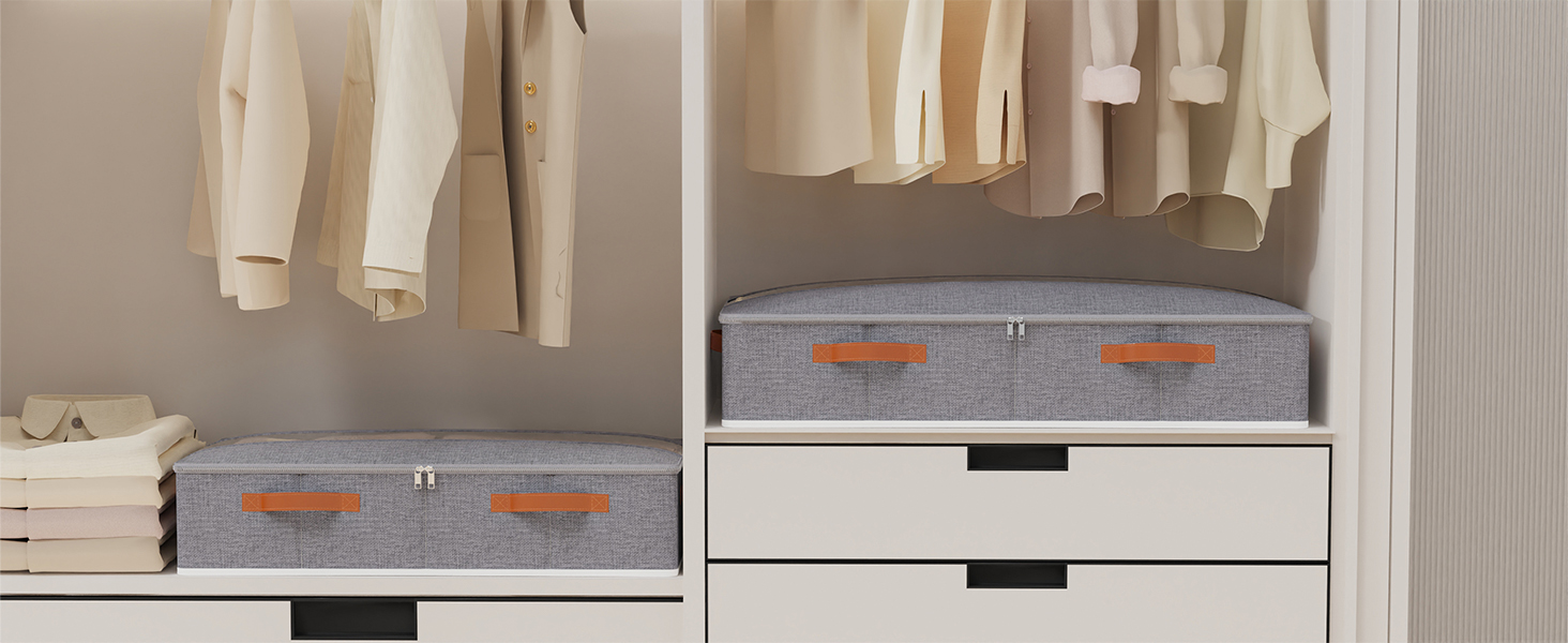 Підліжкові комоди Yawinhe (2 шт.) з прозорим кришкою, сірі, 80x40x15 см - органайзери для зберігання під ліжком