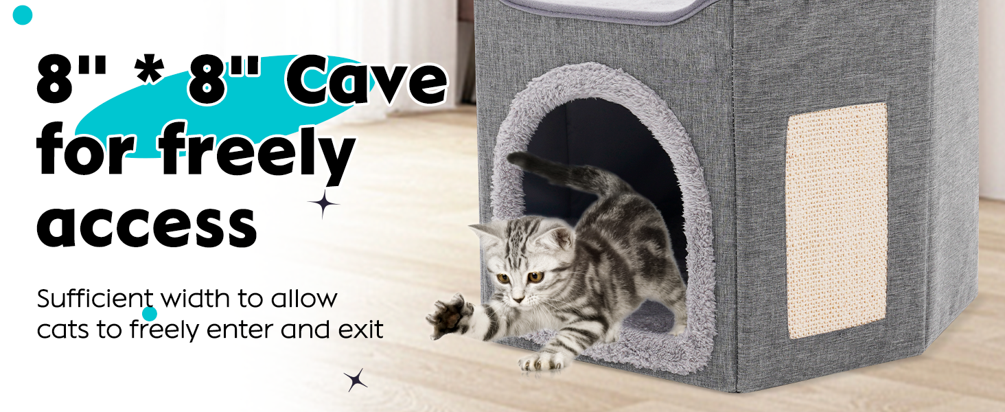 Кітниця для котів та маленьких собак, сіра, з 2 знімними подушками та когтеточкою