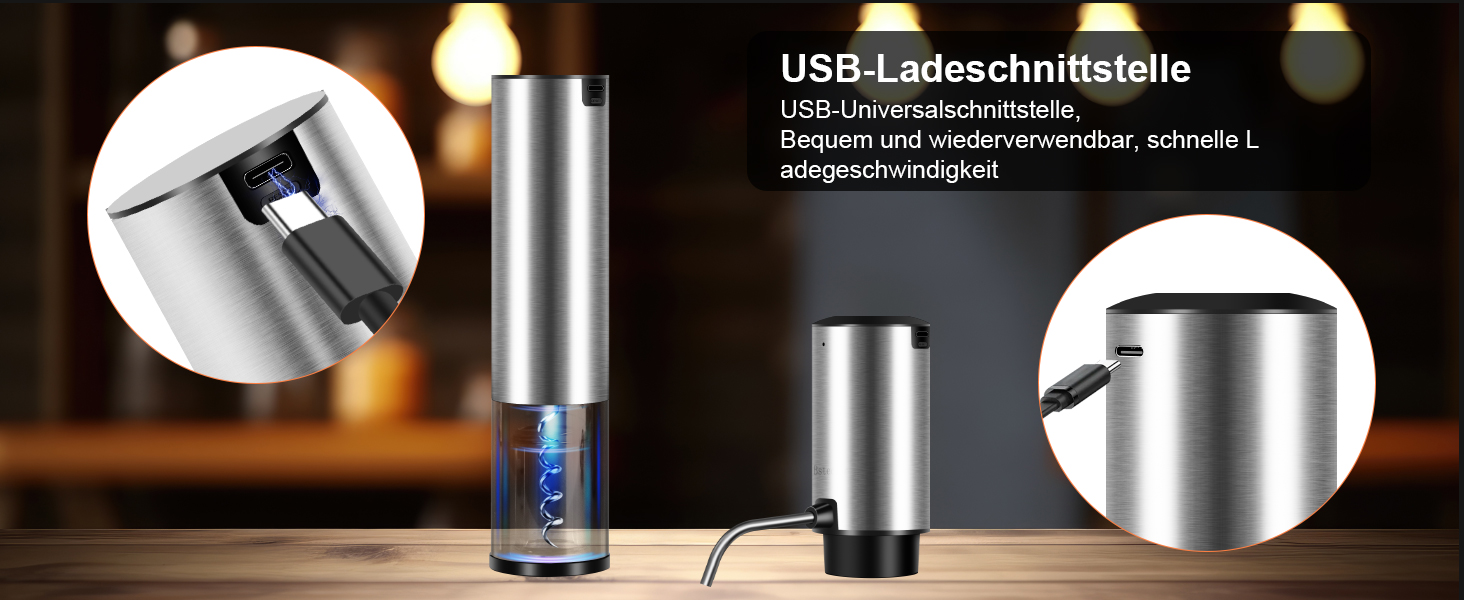Електричний штопор для вина 4-в-1 з автоматичним декантером, USB-C зарядка, вакуумною пробкою, різаком для капсул, подарункова коробка для поціновувачів вина