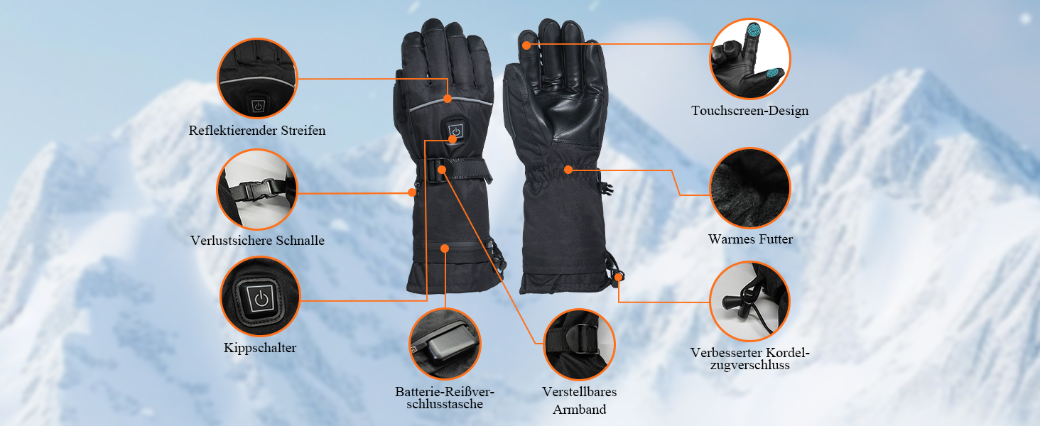 Обогріваючі рукавички Minthouz 5V 5000mAh USB-C з регулюванням температури, водонепроникним екраном та 3 рівнями нагріву - ідеальні для зимових пригод, роботи та спорту