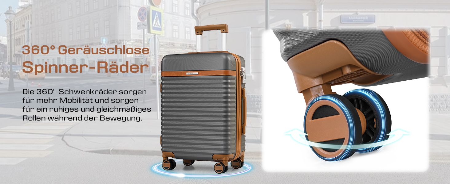 Набір валіз Joyway 5шт з ABS пластику, розширюваний, з TSA-замком, 4 колеса, сірий. Включає: валіза, сумка, кульок