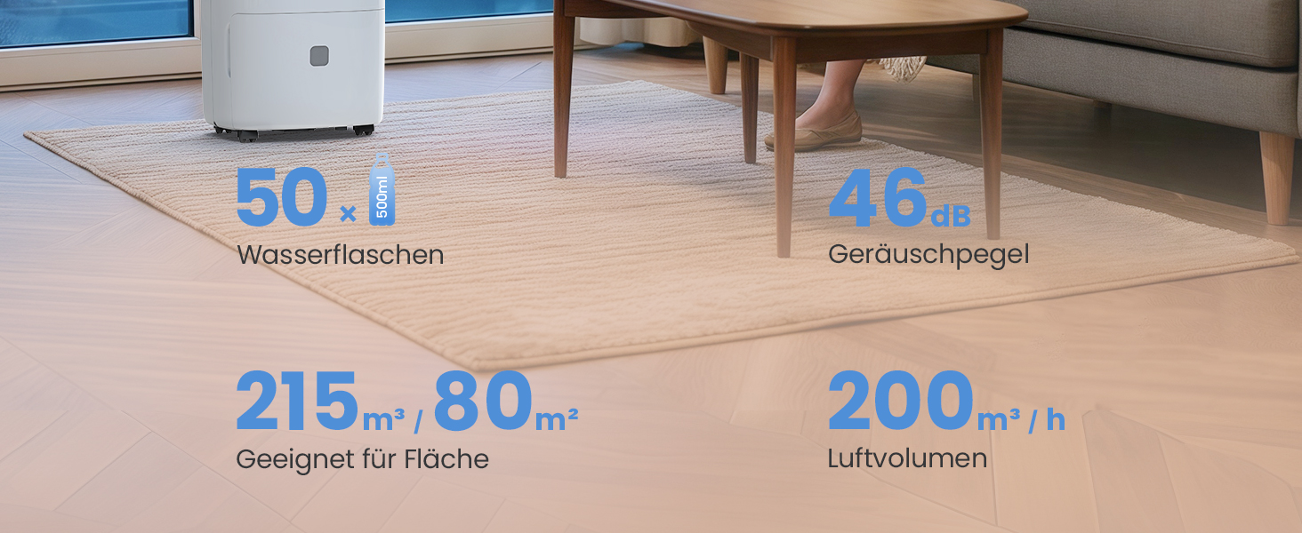 Електричний осушувач повітря Newentor 25L - для підвалу, дому, 215 м³/80 м², з таймером, фільтром, 10 років гарантії