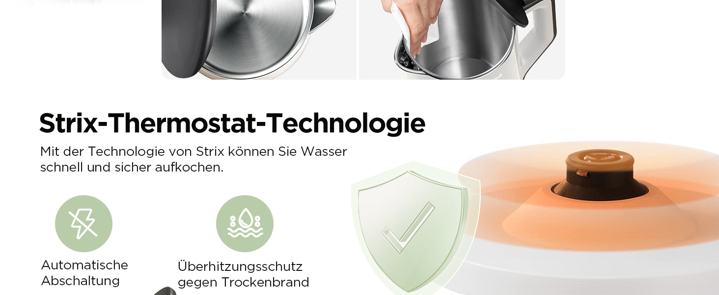 Midea 1.7L Electric Kettle - BPA Free, Fast Boil, LED Display, 360° Base, Dry Boil Protection
