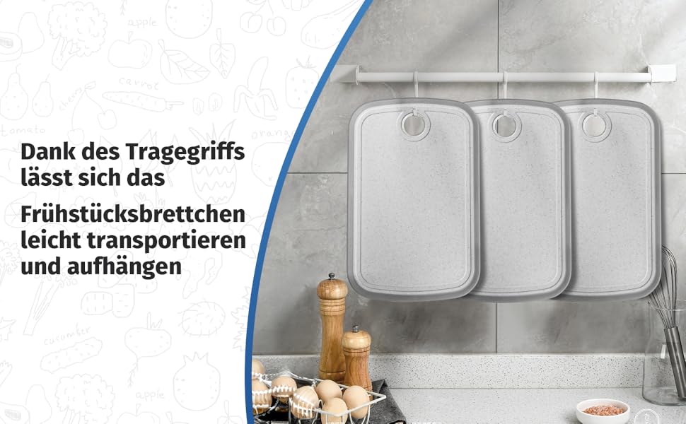 Набір дерев'яних обробних дощок 3 шт. з гранітною текстурою, антиковзкі наклейки, жолоб для соку, BPA-Free, з ручкою. Пластикові обробні дошки, антибактеріальні, кухонні аксесуари, гаджети, помічники (світло-сірий, 29 x 19 см)